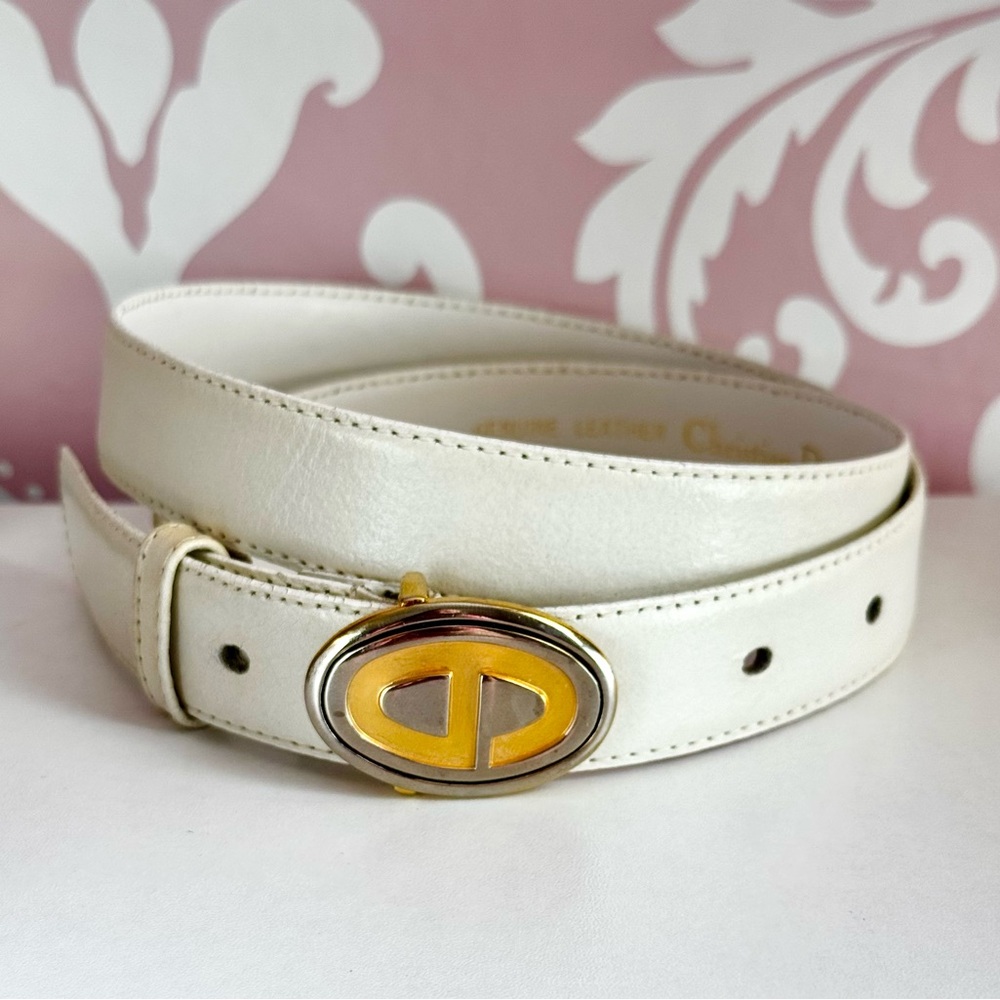 Christian Dior Women's White Leather Belt- Medium